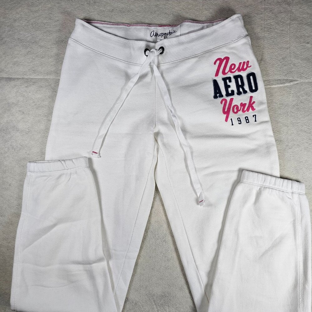 Aeropostale Aero NY 1987 Women’s White Jogger Sweatpants – Size Medium - Picture 2 of 5